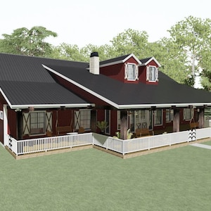 Cd238-house floor plan-3,298 sqft, 5 bedroom, 3.5 bath-1 story country/ranch/farm