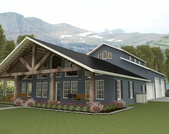 Brn07d-house floor plans-1,932 sqft.-4 bedroom,3 bath,1 story barn style bardominum