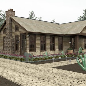 Th01-house floor plan, 1,077 sqft-1 bedroom, 1 bath-1 story,ranch home