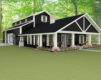 Brn07L-house floor plan-1,634 sqft-3 bedroom, 2.5 bath, 1 story, barn