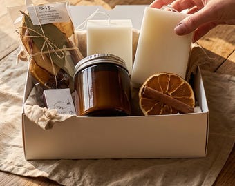 Handmade Fall Candle Gift Box, Cozy Autumn Simmer Pot Kit