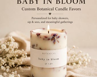Baby in Bloom Botanical Candle Favors | Personalized Baby Shower Keepsake