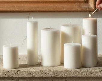 European Pillar Candles | Smooth Unscented, Scandinavian Decor (Hand-Poured)