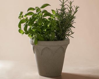 ROMA Cement Planter | Handmade Stone Herb Pot, European Farmhouse Garden Decor