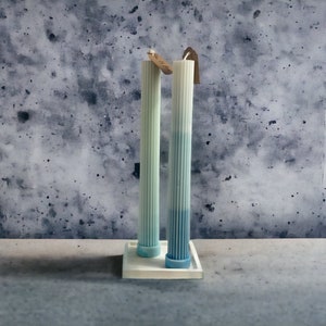 Flat Bottom Taper Ribbed Roman Pillar wide Foot Candles | Ombre Pillar Candle Stick| Free Standing Ribbed Pillar Candles