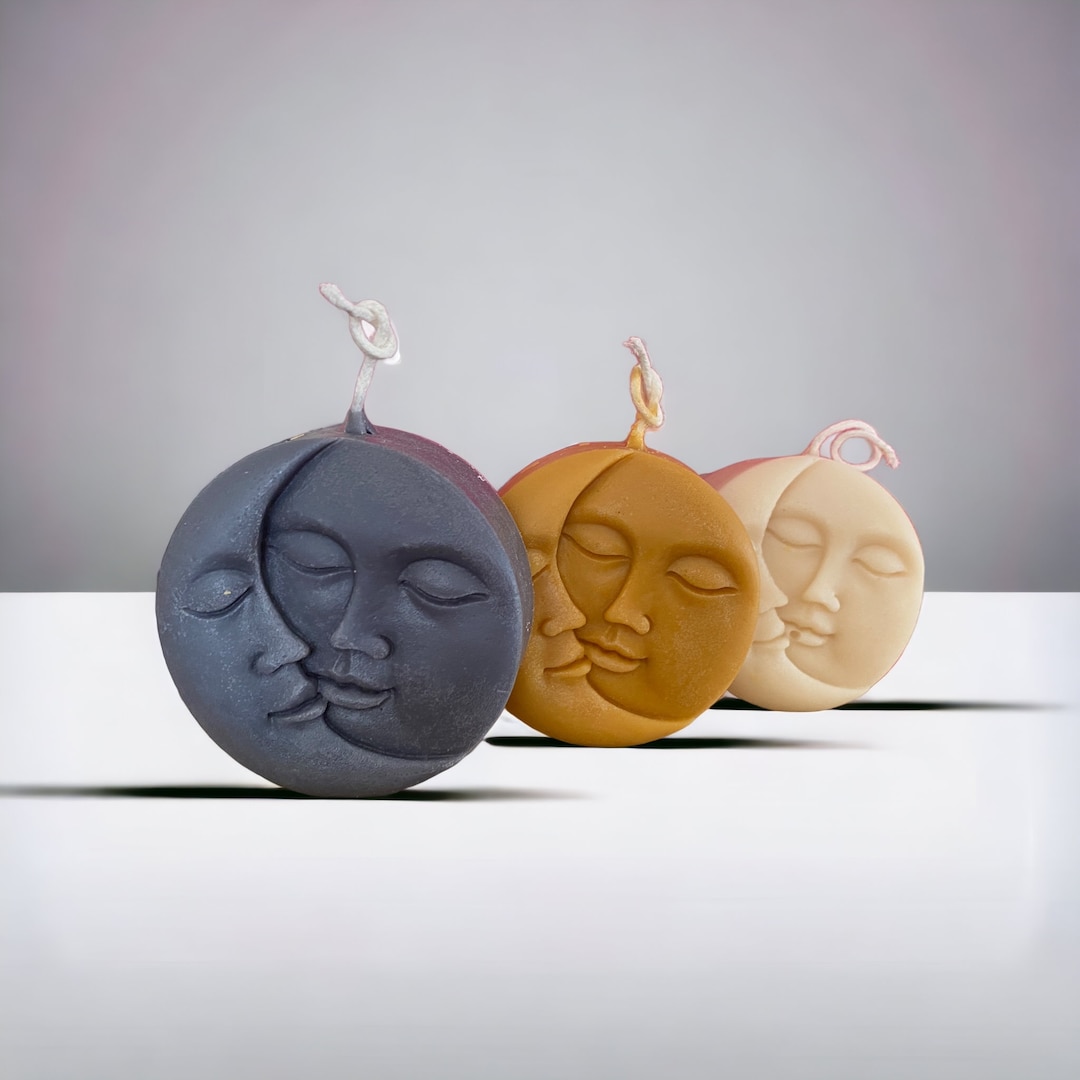 Sun and Moon Candle, Moon Face Candles, Crescent Moon, Beeswax Candles