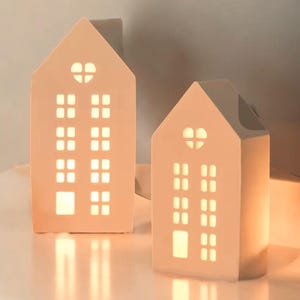 Handmade Cement Cottage Tealight Holder: Nordic Farmhouse Decor