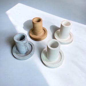 Handmade Concrete Taper Candle Holder: Skandi Nordic Decor