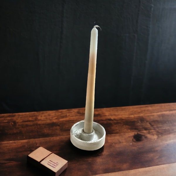 Taper Candle Holder| Cement Candle Taper Stick Holder| Concrete Candle Tray| Aesthetic home decor| Skandi Nordic Rustic Candle Holder|