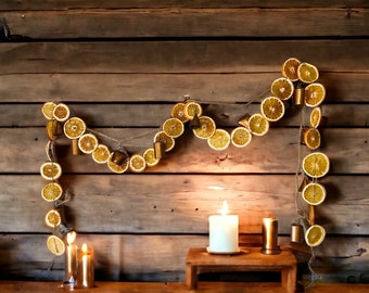 Oranges Garland, Dried Orange Slice Garland,Fireplace, Primitive Garland Christmas German Christmas Holiday Table Farmhouse| Wedding Decor