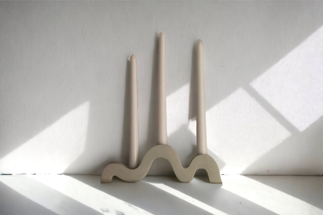 Squiggly Nordic Wave Candle Stick Holder Stoneware Wavy Decor Candle