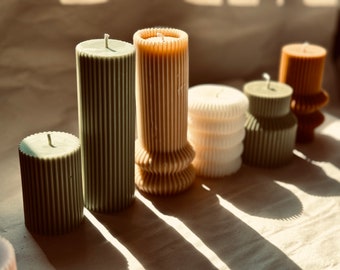 Ribbed Pillar Candles | Soy Candles| Unique Gift| Favor Candle| Candle Decoration| Aesthetic Home Decor