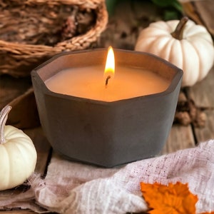 Nontoxic Concrete Candle| Beeswax Candle in Concrete Jar| Autumn Candle| Pumpkin Candle| Concrete Candle For Men| Concrete Candle Container