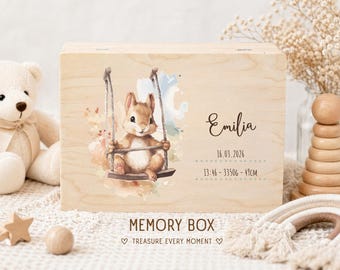 Personalized newborn memory box, Custom new baby wooden keepsake, milestone heirloom gift