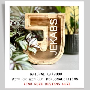 Custom letter piggy bank, Kids money bank, alphabet coin box, Initial piggy bank, wooden cash box jar, gifts for kids, baby birthday present