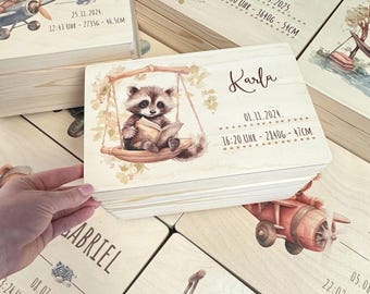ŠO: Custom memory box, Personalized newborn keepsake box, wooden christening present with name