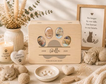Personalized Pet Memorial Box, Dog Cat Memory Keepsake, Pet Loss Gift
