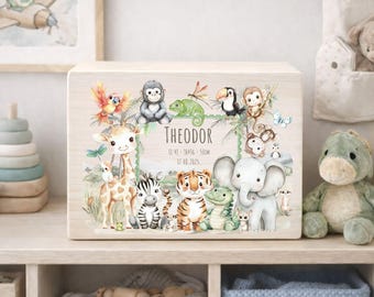 Personalized newborn memory box with name, Custom new baby wooden keepsake, milestone heirloom gift