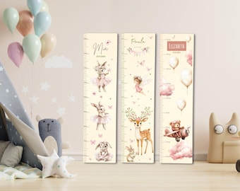 Kinder Messlatte personalisiert Holz, Messleiste Kinderzimmer Deko, Geschenk Geburt Baby Taufe Geburtstag