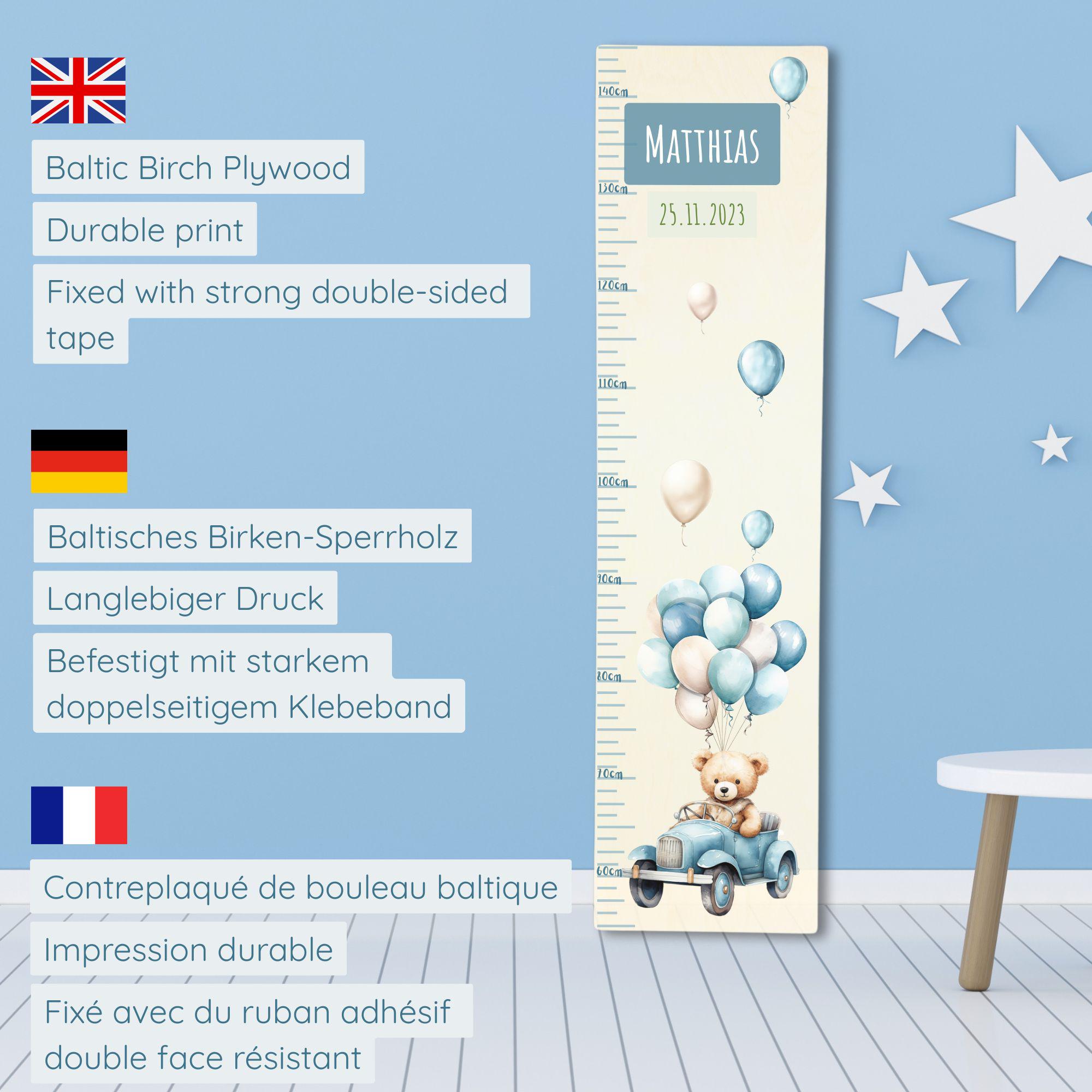 Liniaal leeshulpmiddel schoolstart, cadeau voor beginnende lezers, personaliseerbaar met naam, houten liniaal, dierenmotief, schoolstartcadeau voor kinderen - België