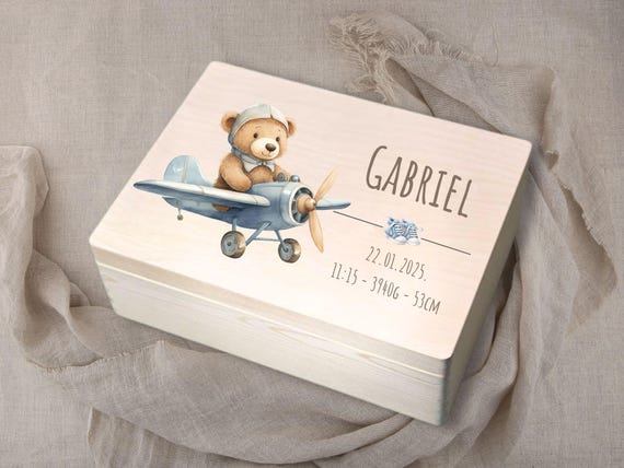 Personalized newborn memory box with name, Custom new baby wooden keepsake, milestone heirloom gift