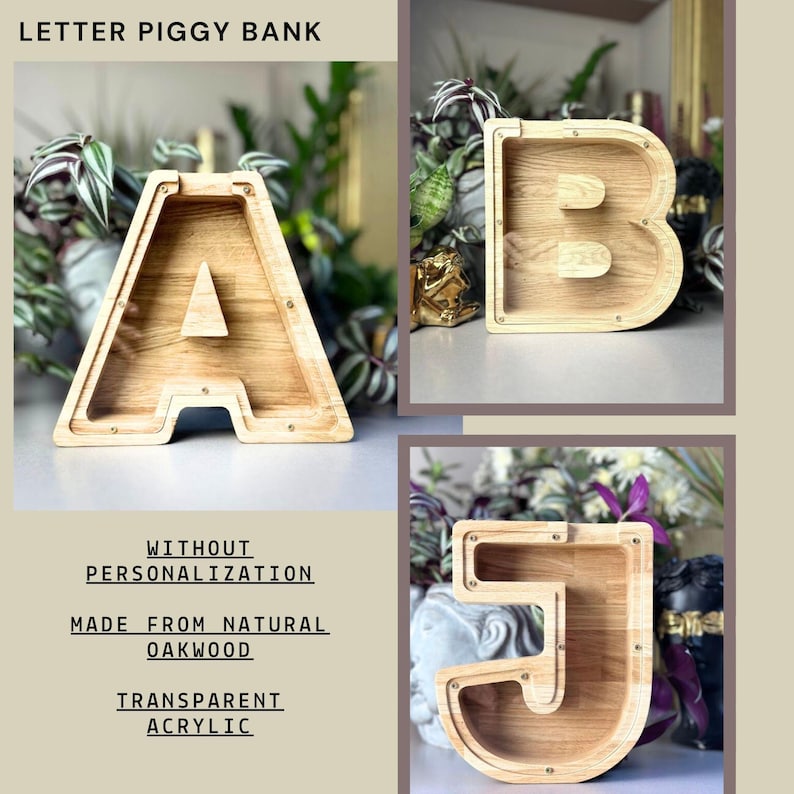 Design Letter R. Wood Colorful Wooden Unicorn Piggy Bank, Oak Wood Coin Holder, Fantasy Kids ...