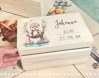 Personalized newborn memory box, Custom new baby wooden keepsake, milestone heirloom gift