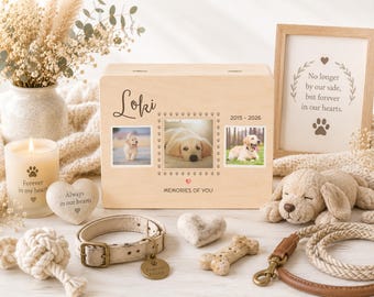 Personalized Pet Memorial Box, Dog Cat Memory Keepsake, Pet Loss Gift