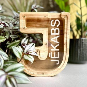 Alcancía personalizada para niños, regalo de madera para niños, regalo neutro para baby shower, alcancía con letras personalizada, decoración para guardería de niños, alcancía de madera