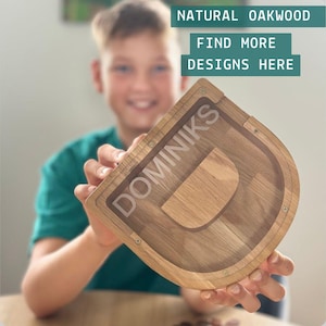 Alcancía de madera personalizada con iniciales, regalo de cumpleaños para niños, alcancía de madera con nombre personalizado, alcancía de madera transparente con letras del alfabeto