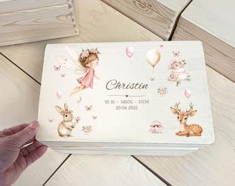 Personalized newborn memory box with name, Custom new baby wooden keepsake, milestone heirloom gift