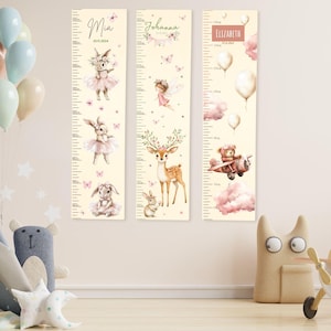 Houten liniaal voor kinderen, gepersonaliseerde groeimeter voor jongens, dierenmuurliniaal, kinderkamerdecor, houten muurliniaal
