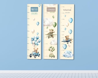 Wooden Height Chart Ruler for Kids, Personalized Growth Chart for Boys, Animal Wall Ruler, Kids Room Decor, Wooden Wall Ruler