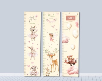 Personalized Wooden Height Ruler for Kids Room, Growth Chart, Wall Ruler, bunnies, fairies, bears