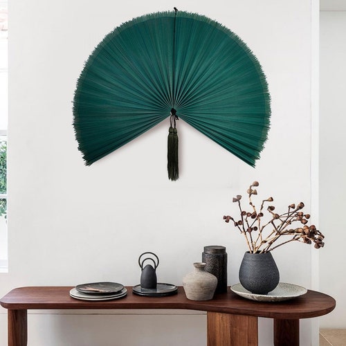 Giant Bamboo Folding Wall Hanging Fan Wall Mount Oversized Etsy