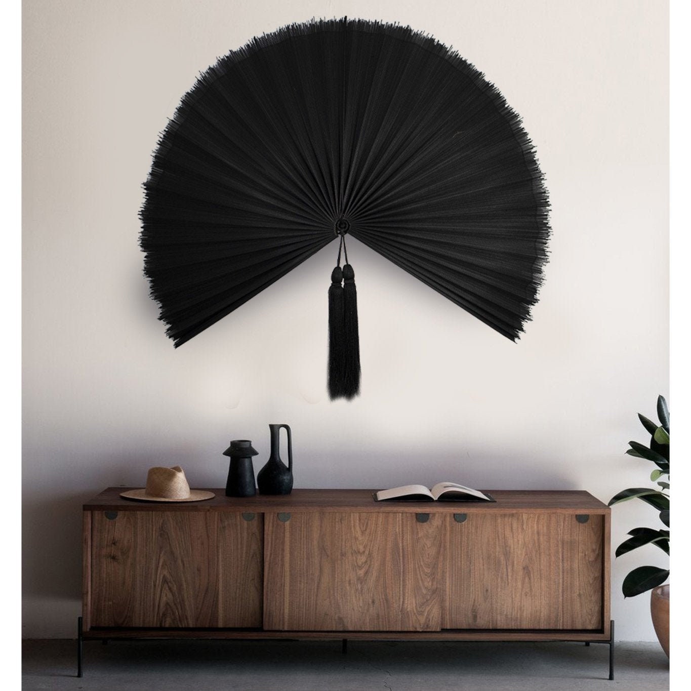 Giant Folding Wall Hanging Fan Rustic Boho Woven Headboard Etsy UK