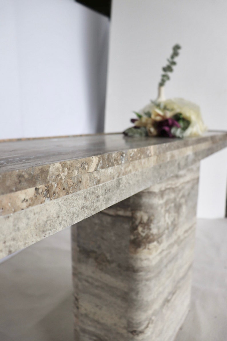 Custom Grey Travertine Console Table Etsy