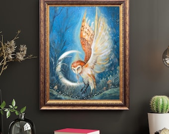 Owl Spiritual Guide Art Print: Witchy Pagan Home Decor