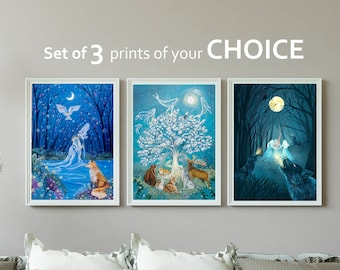 Set of 3 Art Prints | Your choice, 3 prints, Spiritual Wall Art, Witchy Home Decor, Pagan Art