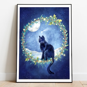 The Magical Cat - Witchy Art & Cat Lover Gift, Spiritual Wall Art,  Spiritual Gift, Pagan Art, Wiccan Decor Ideas