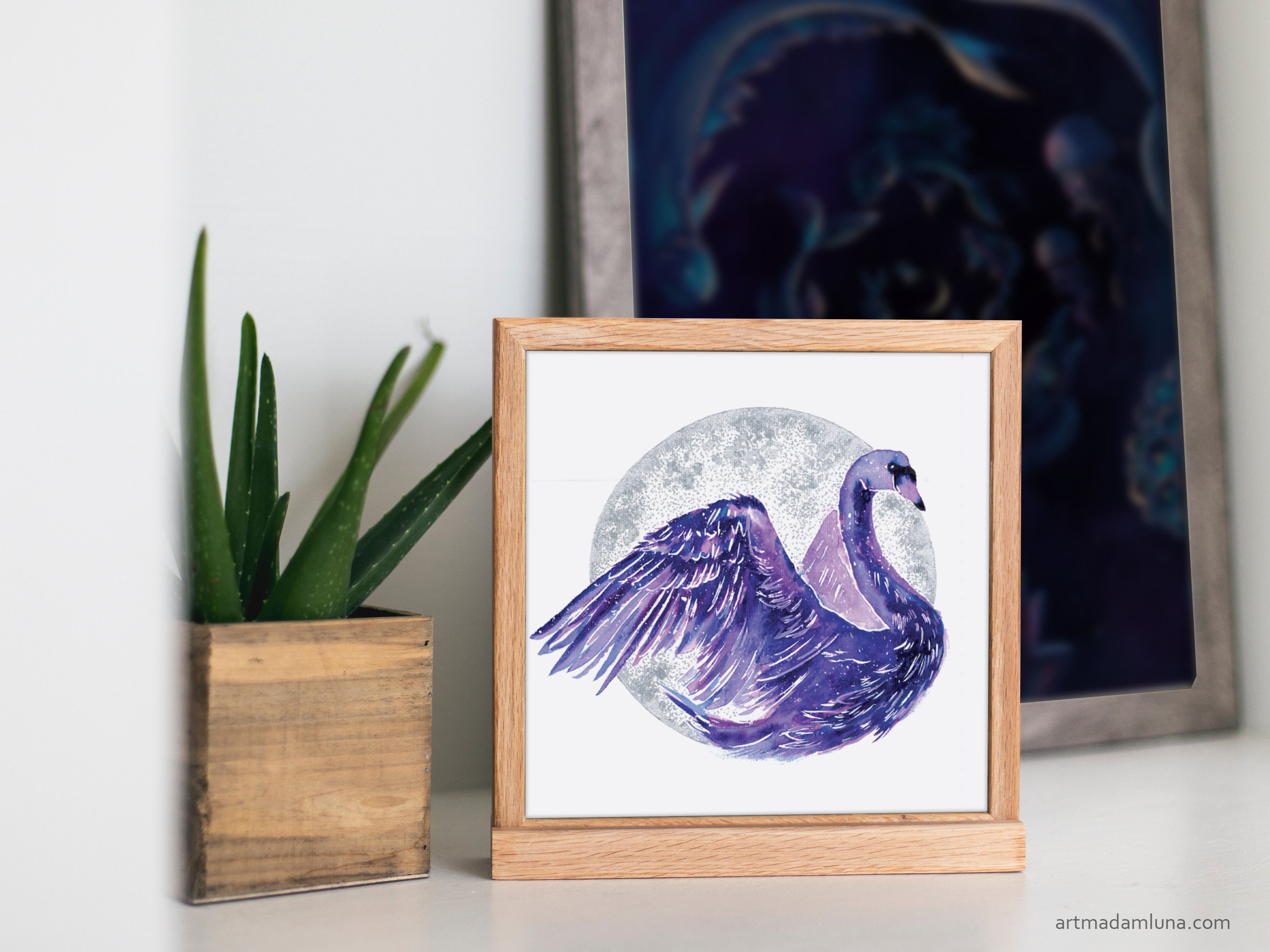 Swan Totem Animal Boho Wall Art Fine Art Print From 