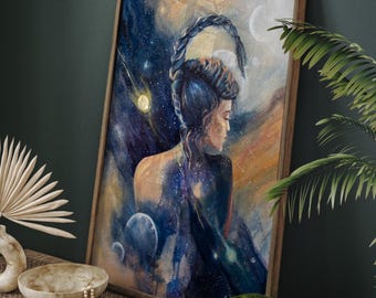 Original Scorpio Oil Painting: Zodiac Witchy Wall Art (50x70 cm)