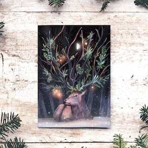 Pack de cartes de Noël maison | Cerf magique, décoration de Noël, cartes de Noël, cartes spirituelles et enveloppes décoratives