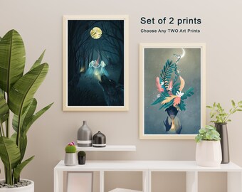 Spiritual Art Prints Set of 2: Witchy Pagan Home Decor
