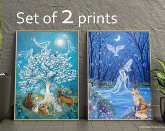 Set of 2 Art Prints | Alchemy Art, Fine Art Print from Original Painting, Spiritual Wall Art, Witchy Home Decor, Pagan and Wiccan Gift
