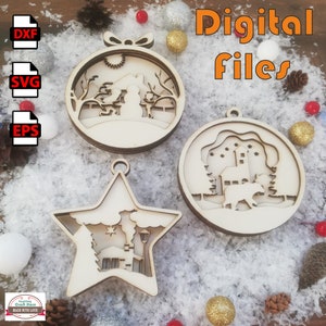 Christmas ball bundle Laser cut SVG DFX EPS files bundle christmas ornament best gift for her for him laser projects cnc design laser cut