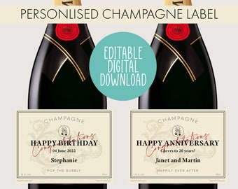 Custom Champagne Label, Personalized Champagne Label, Digital Champagn –  Custom Bottle Label
