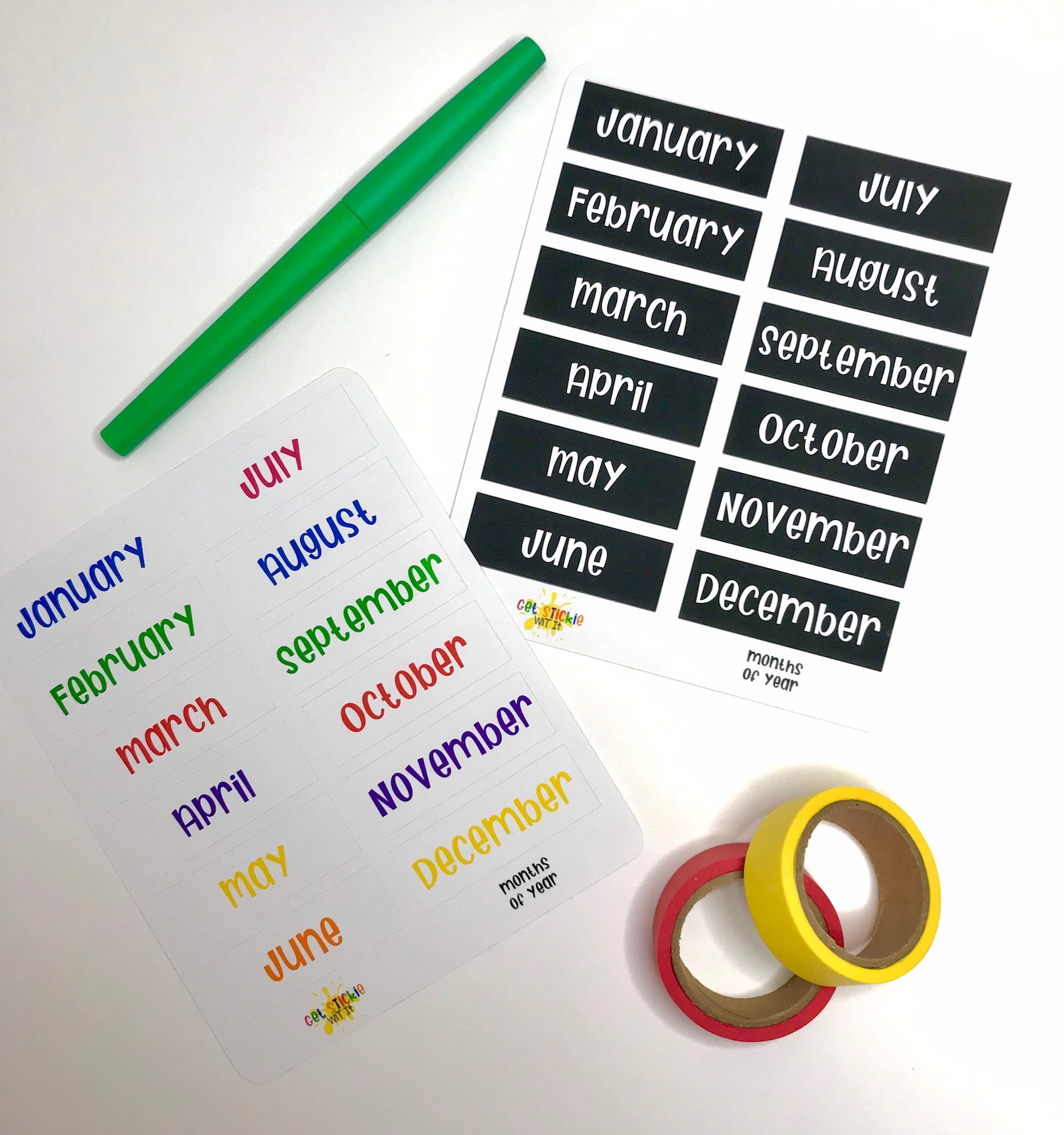 Months of the Year Stickers to Create DIY Activities for Kids | Etsy