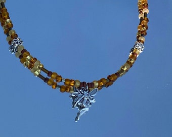 Brown Fairy Necklace | Beaded Necklace, Seed Bead Necklace, Charm Necklace, Trendy Necklace, Preppy, Preppy Jewelry, Dainty, Choker