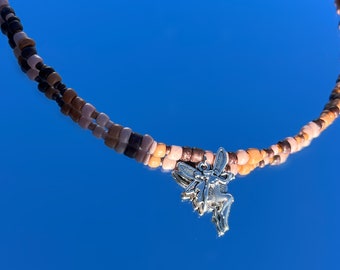 Multi-Brown Beaded Fairy Necklace; Handmade Fairycore Whimsicle Naturalist Earthy Cottagecore Forest Jewelry